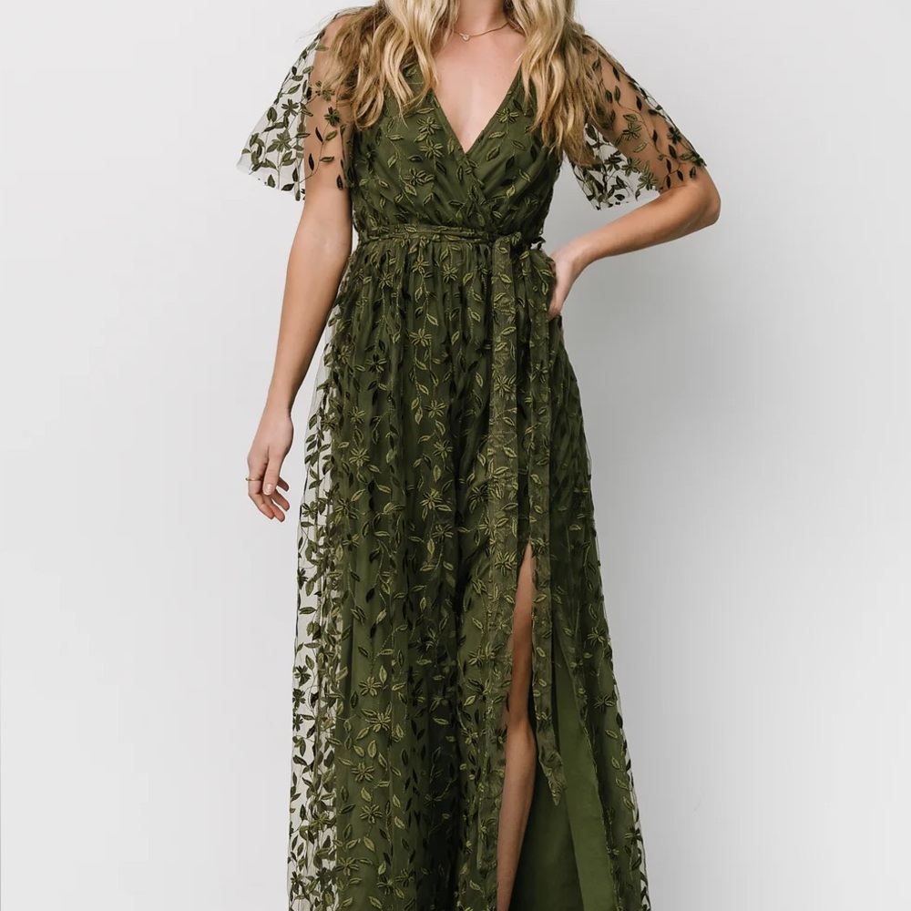 Baltic Born Marseille Embossed Maxi Dress Large | Olive